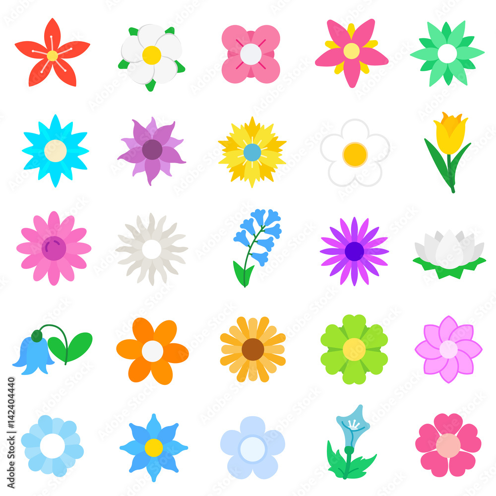 Flowers icons set