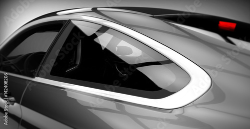 Generic brandless sports car closeup detail (with grunge overlay) - 3d illustration