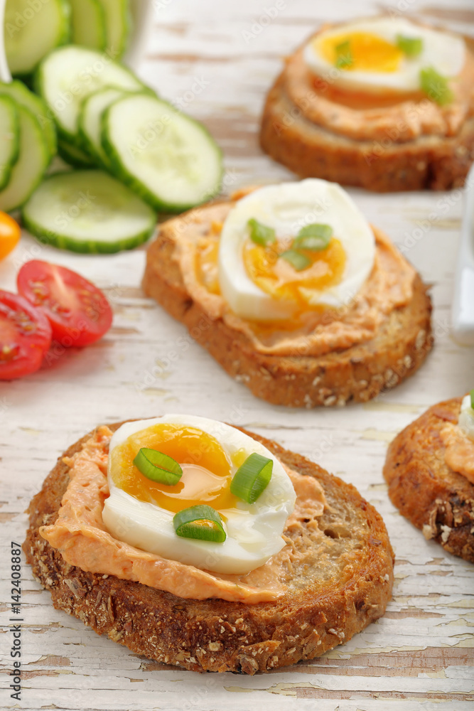 Sandwiches with salmon paste and egg Sandwiches with salmon paste and egg