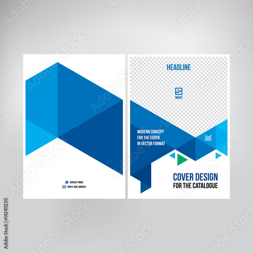 Cover for catalogue, brochure, booklet, leaflet. Graphic template for posting photos and text, cover design of annual report. Template for business presentation, cover folder vector background