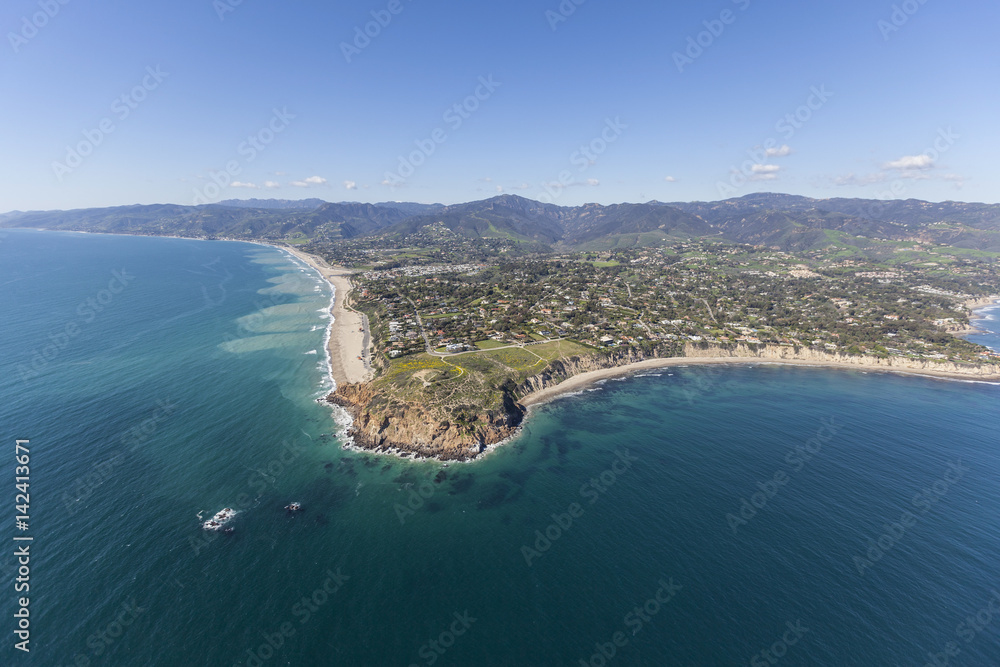 Aerial view of Point Dume State Park in Malibu, California.