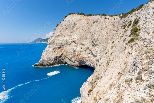 Amazing landskape of blue waters of Porto Katsiki Beach, Lefkada, Ionian Islands, Greece