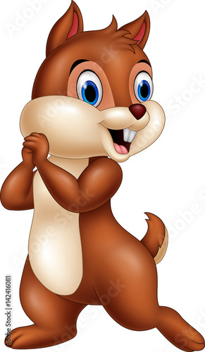 Cartoon funny chipmunk isolated on white background