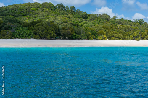 Australian famous Whitehaven beach with silica white sand and turquoise waters