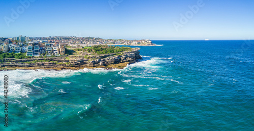 Fototapeta Naklejka Na Ścianę i Meble -  Aerial view of Bondi Beach or Bondi Bay at sunny day in Sydney