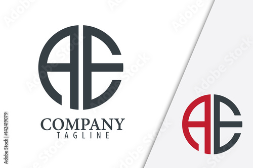 Initial Letter AE With Linked Circle Logo photo
