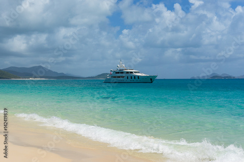 Cruise boat, ship in tropical paradise