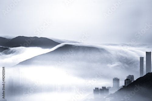 Photography Misty morning view at Hong Kong City
