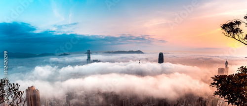 Photography Misty morning view at Hong Kong City