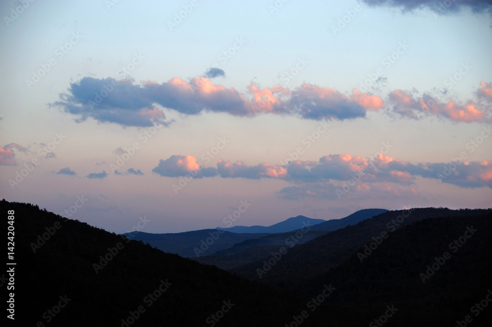 Fototapeta premium mountain and valley in dusk twilight