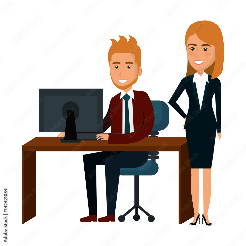 Businesspeople in training process Businesspeople in training process