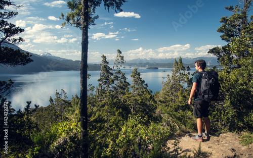 Backpacker's view over the lake, Bariloche, Argentina