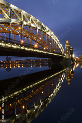 St. Petersburg, cityscape Bolsheokhtinsky bridge at dawn