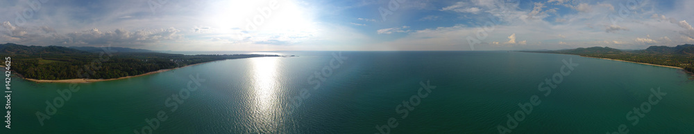 Aerial panorama of beach and sea in Thailand