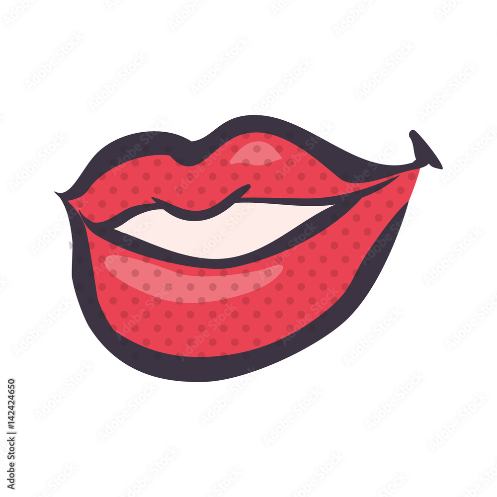 Sexy lips comic pop art icon vector illustration graphic design