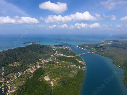 Aerial photo of estuaries and strait