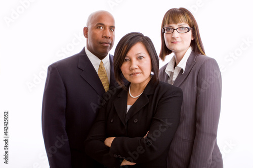 Diverse group of business people isolated on white.