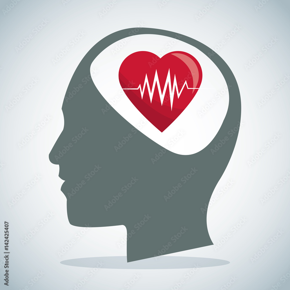 human head brain heartbeat care vector illustration eps 10