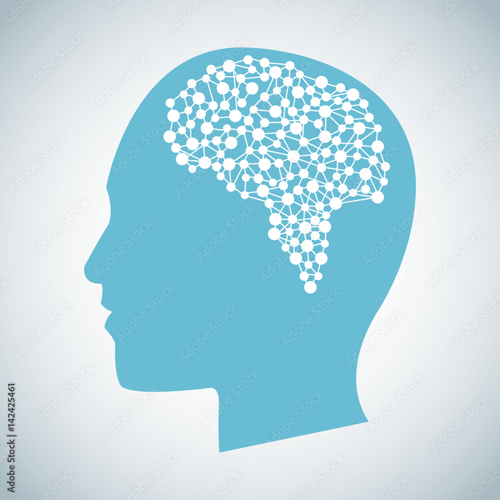 human head brain think function vector illustration eps 10