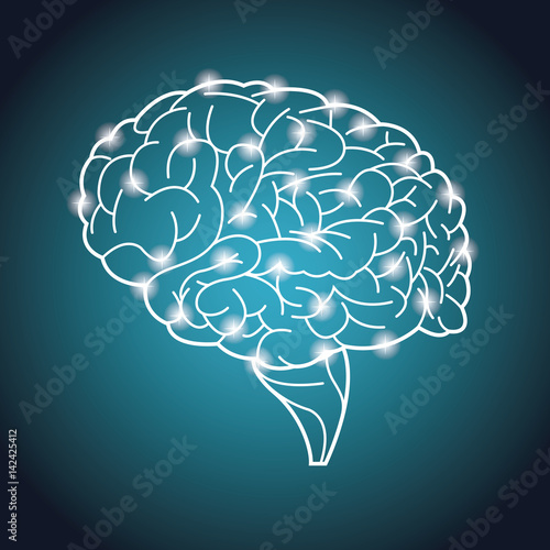 human brain organ process neurons vector illustration eps 10
