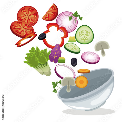 bowl salad vegetables lunch meal image vector illustration eps 10