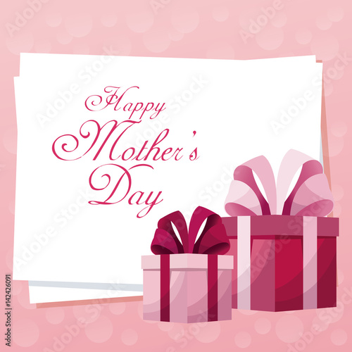 card happy mothers day gift boxes cute vector illustration eps 10