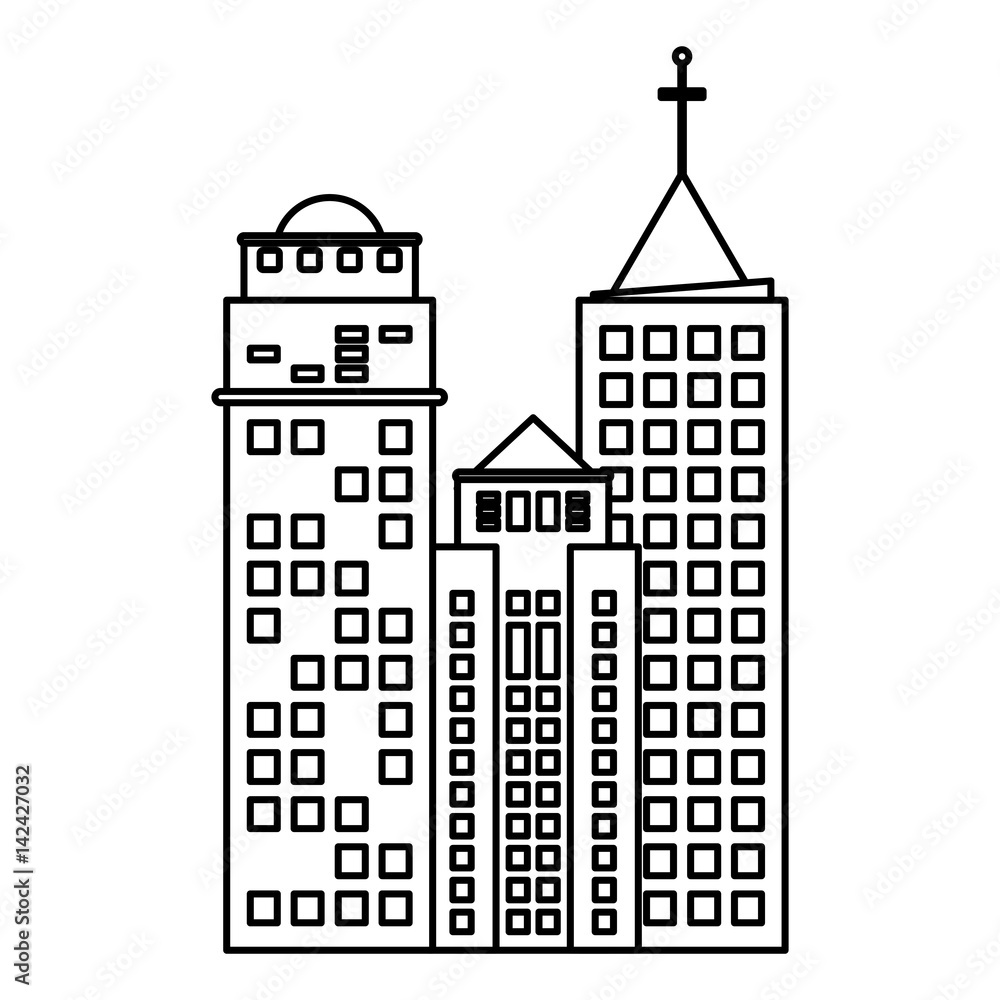 building hotel business skyscraper line vector illustration eps 10