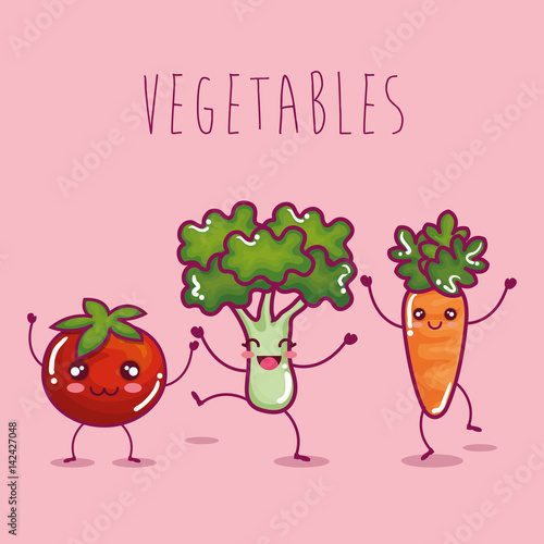 fresh vegetable funny character vector illustration design