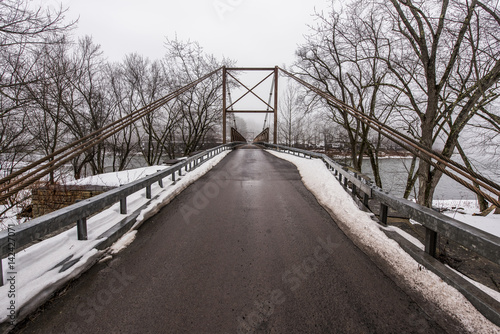 Historic Bridges Shrouded in Fog and Snow - Delaware River