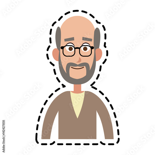 happy elderly or middle age  man with glasses  cartoon icon image vector illustration design 