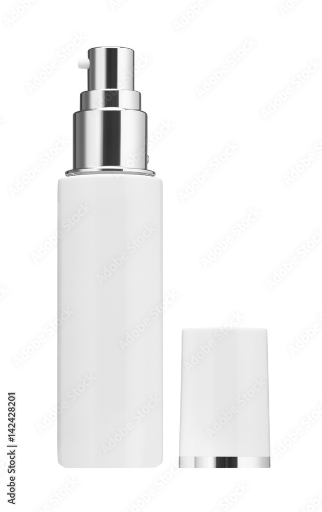 opened beauty cream or lotion bottle isolated on white background opened beauty cream or lotion bottle isolated on white background