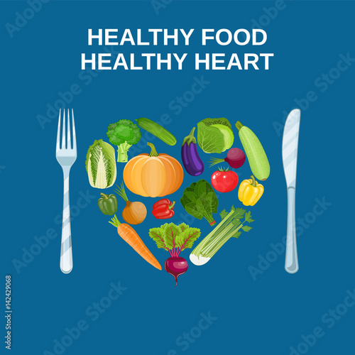 Healthy heart with healthy food concept