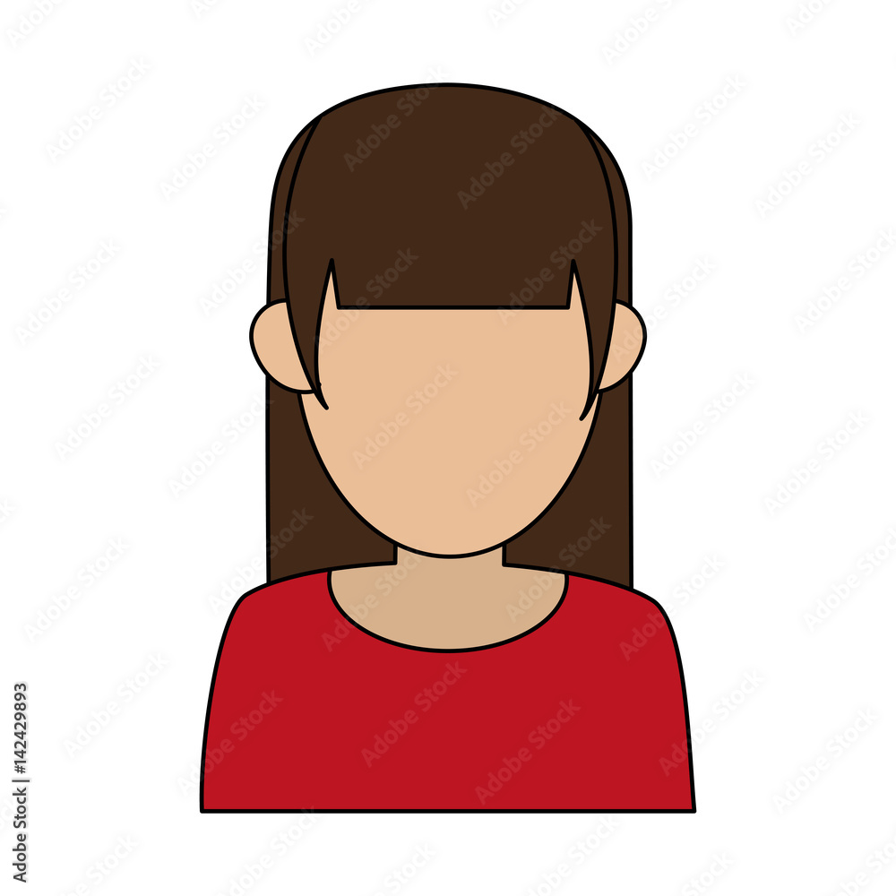 faceless woman with hair fringe icon image vector illustration design 