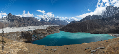 Panoramic view of Gokyo lake, Everest region, Nepal