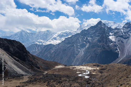 Himalaya mountain range after cross Renjo la pass, Everest region, Nepal