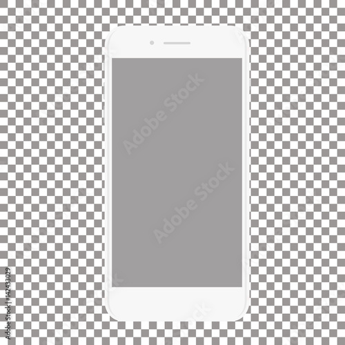 white phone with blank screen on a transparent background