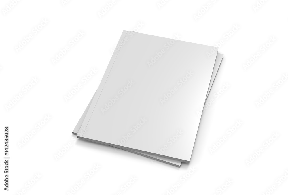 Magazine or brochure mock up on white background. 3d illustrated
