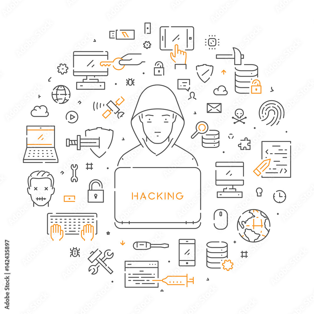 Vector round linear banner of cybercrime. Vector round linear banner of cybercrime.