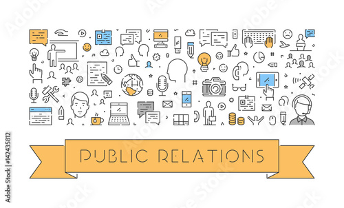 Modern line web banner for public relations