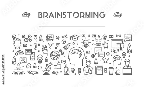 Modern line web banner for brainstorming