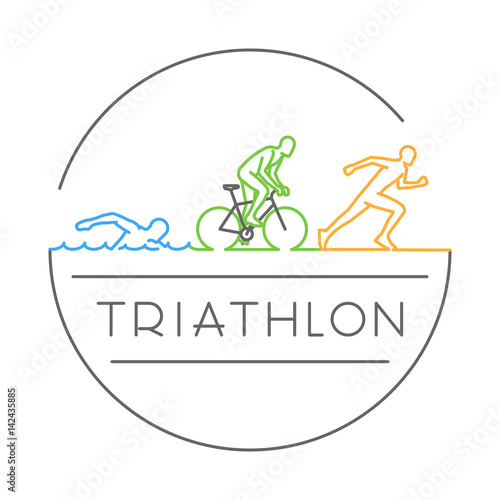 Vector line design logo for triathlon.