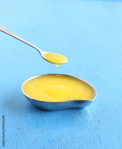 Ghee, made at home by clarifying butter, which is said to have healthy fat and is a common cooking ingredient in many of the Indian food.