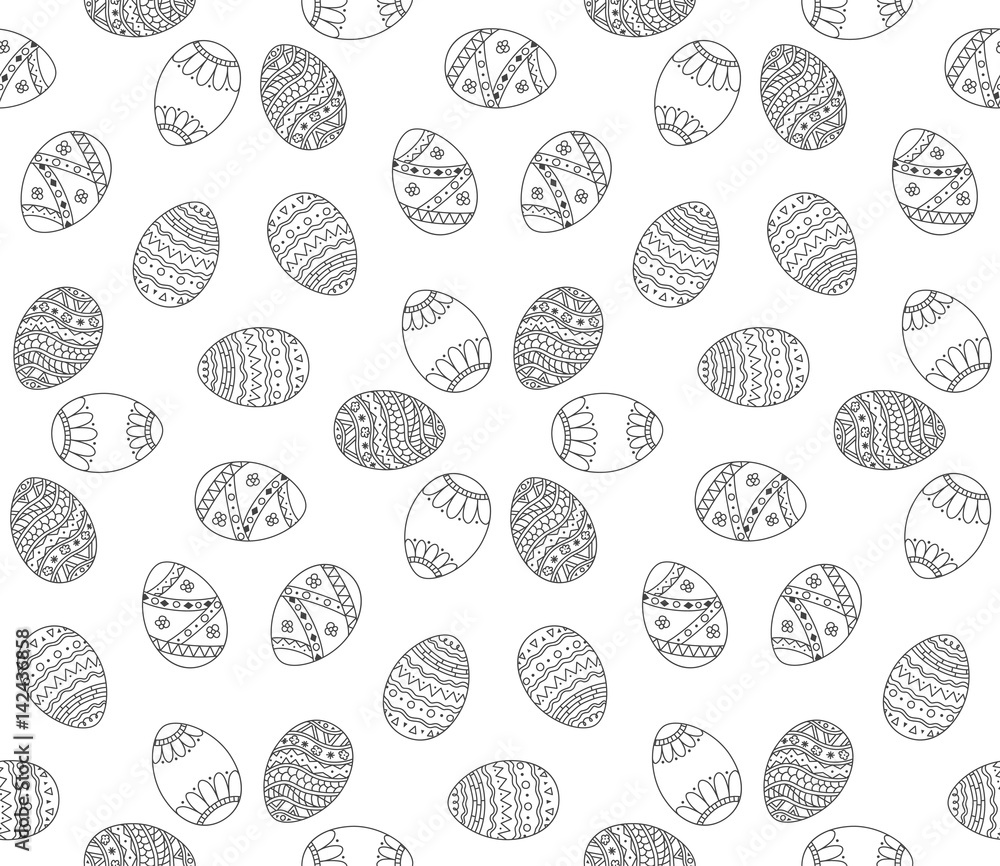 Vector seamless simple pattern with easter eggs. Easter holiday background of ornamental eggs Vector seamless simple pattern with easter eggs. Easter holiday background of ornamental eggs