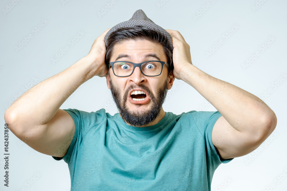 Man with shocked, amazed expression Man with shocked, amazed expression