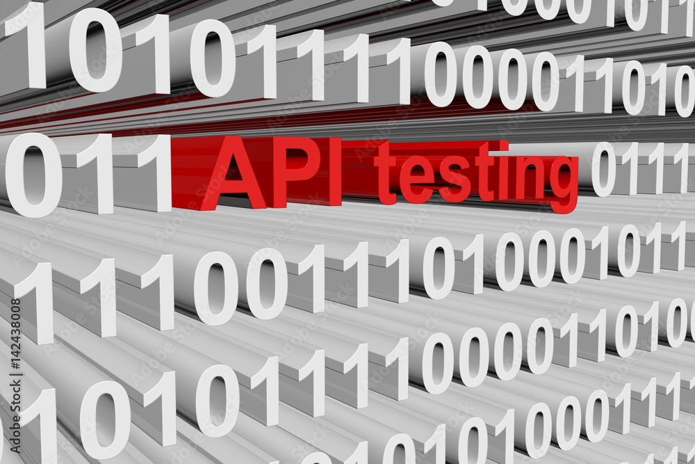 API testing in the form of binary code, 3D illustration