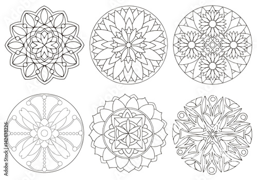 Relaxing mandalas. Flowers for coloring