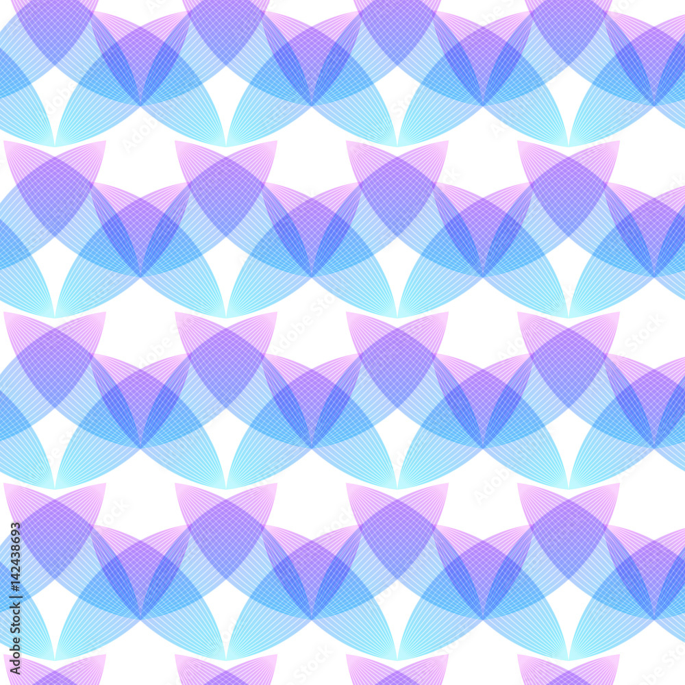 Abstract pink and blue background, geometric shapes with many thin lines. Seamless vector pattern. Lotus petals pattern. Vector illustration. Abstract pink and blue background, geometric shapes with many thin lines. Seamless vector pattern. Lotus petals pattern. Vector illustration.