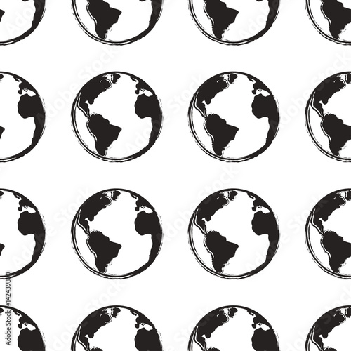Abstract seamless pattern with Earth globes