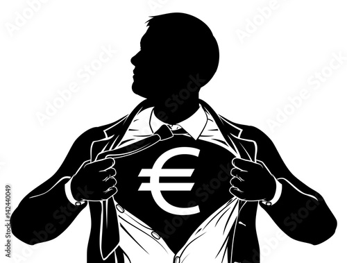 Euro Business Man Superhero Tearing Shirt Chest
