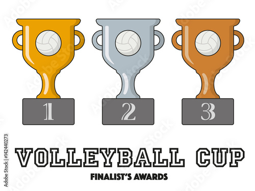 Volleyball Cup Finalists Awards in Gold, Silver and Bronze